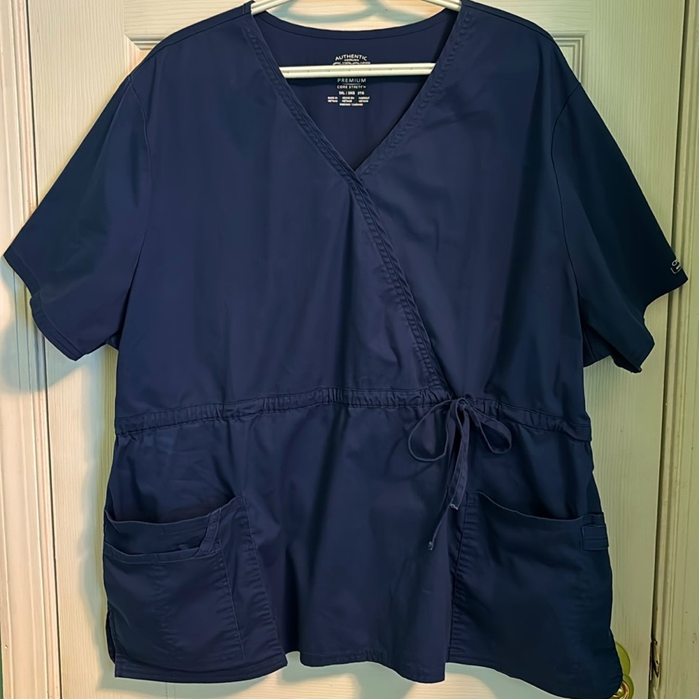 Cherokee Workwear Core Stretch Navy Plus Scrub Top. Size 3X.